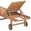 vidaXL Sun Lounger with Green Cushion Solid Teak Wood