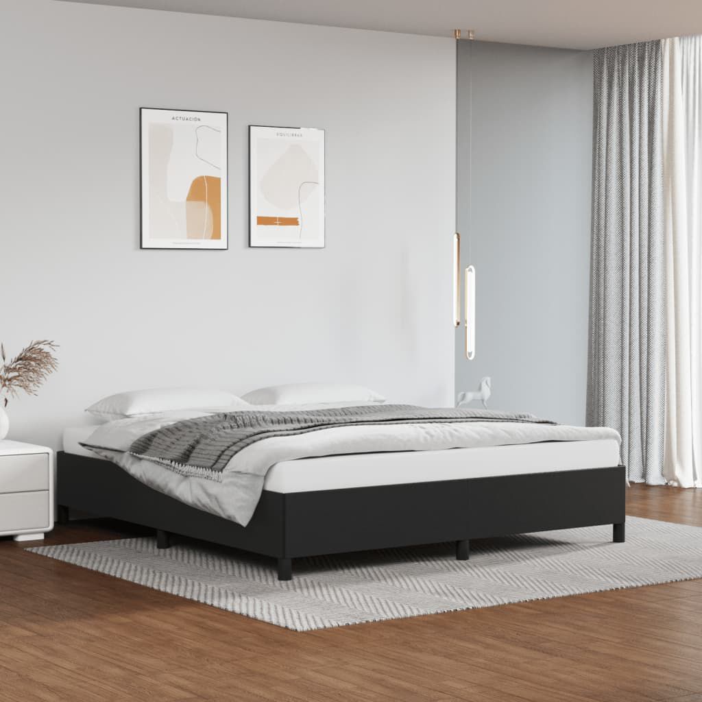 vidaXL Bed Frame without Mattress Black California King Faux Leather