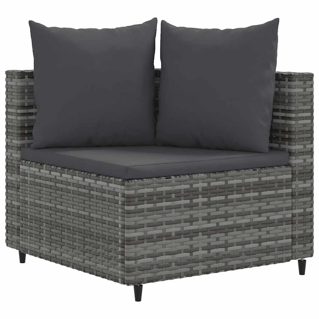 vidaXL 6 Piece Garden Sofa Set with Cushions Grey Poly Rattan