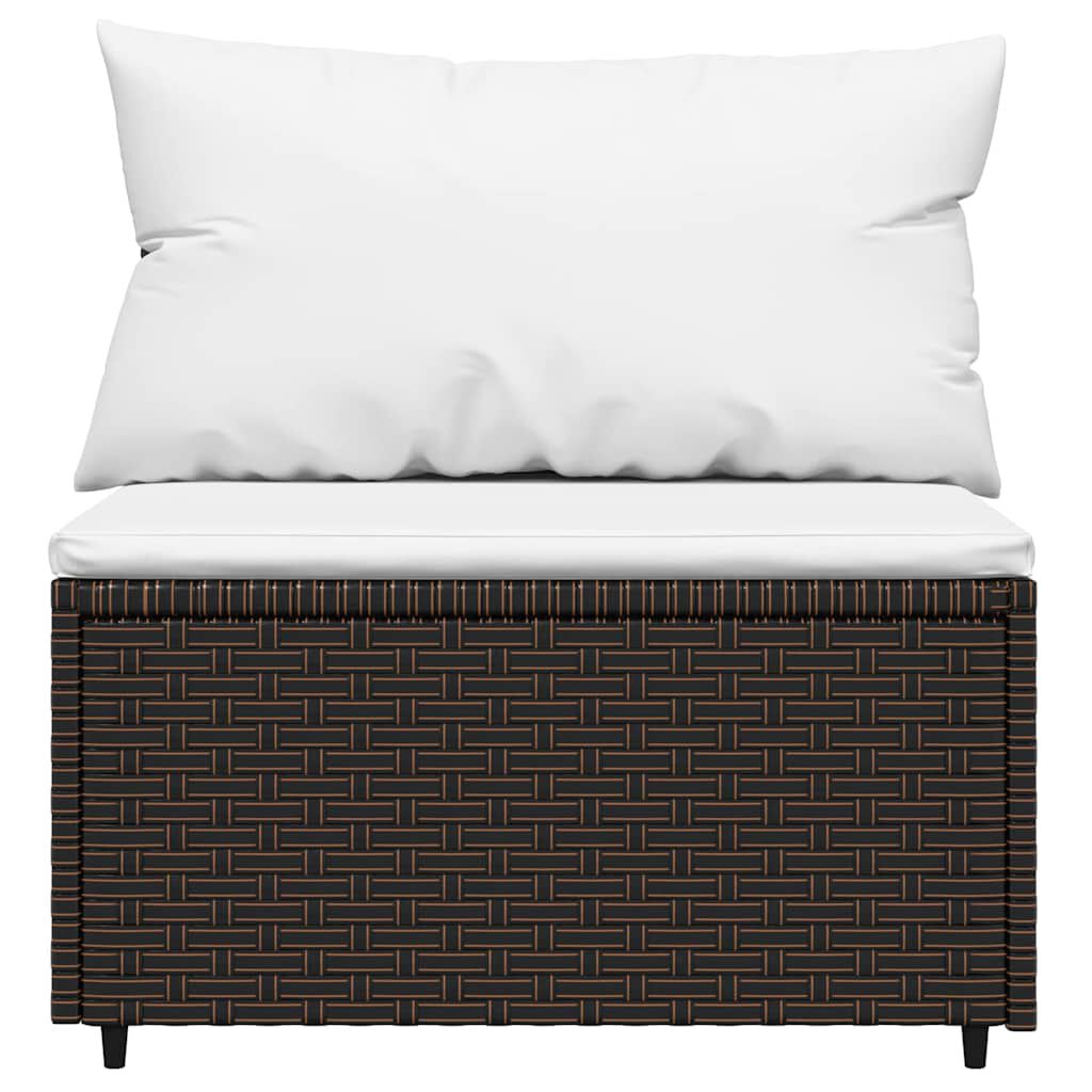 vidaXL 3 Piece Garden Lounge Set with Cushions Brown Poly Rattan