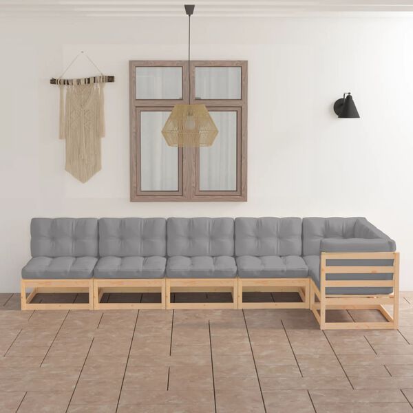 vidaXL 6 Piece Garden Lounge Set with Cushions Solid Pinewood