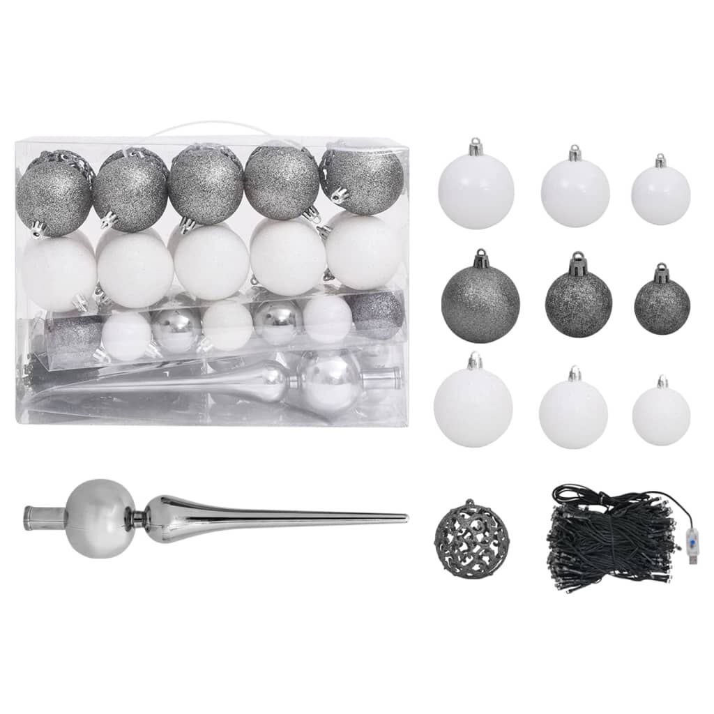 vidaXL Christmas Garland with LEDs&Ball Set Green 10 m PVC