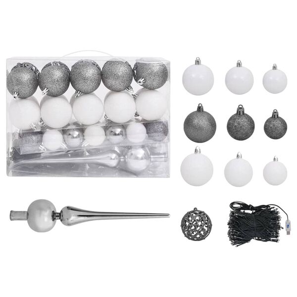 vidaXL Christmas Garland with LEDs&Ball Set Green 10 m PVC