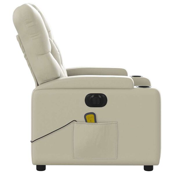 vidaXL Electric Massage Recliner Chair Cream Faux Leather