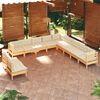vidaXL 11 Piece Garden Lounge Set with Cream Cushions Solid Pinewood