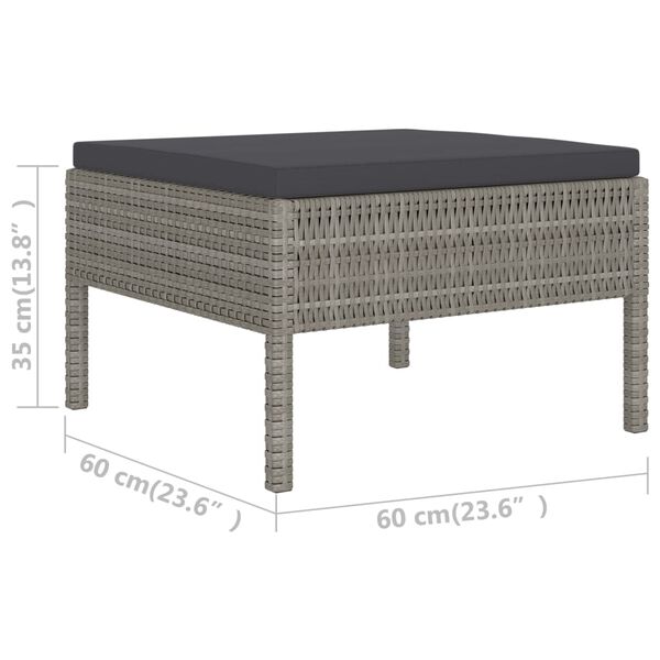 vidaXL 6 Piece Garden Lounge Set with Cushions Poly Rattan Grey
