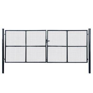 vidaXL Mesh Garden Gate Galvanised Steel 415x150 cm Grey
