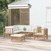 vidaXL 8 Piece Garden Lounge Set with Cream White Cushions Bamboo