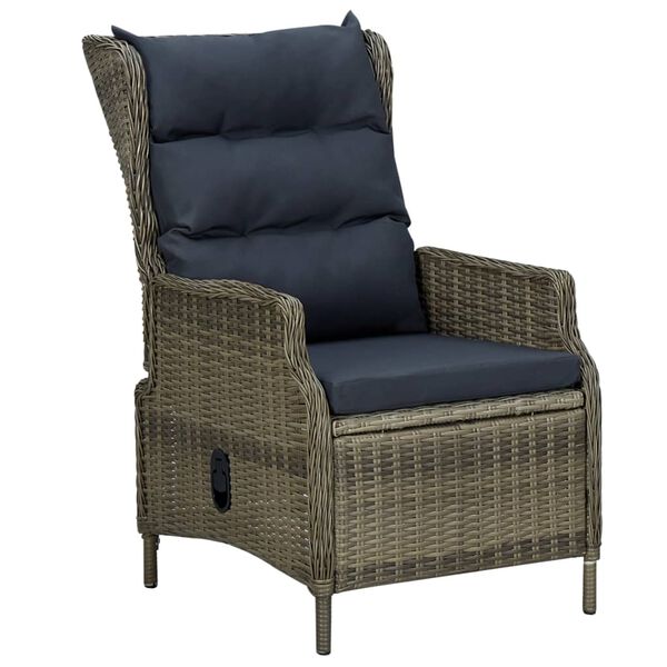 vidaXL 7 Piece Outdoor Dining Set with Cushions Poly Rattan Brown