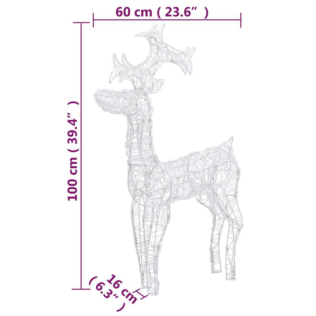 vidaXL Reindeer Christmas Decorations 2 pcs 60x16x100 cm Acrylic