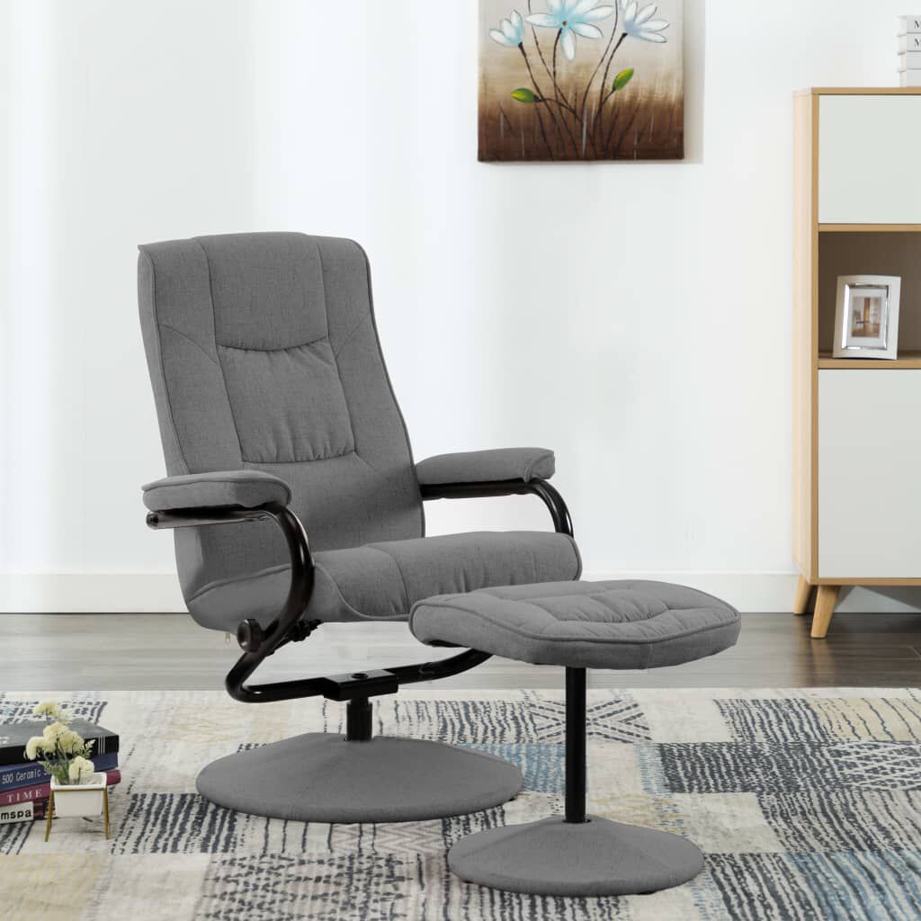 vidaXL Recliner Chair with Footrest Light Grey Fabric