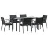 vidaXL 7 Piece Garden Dining Set with Cushions Poly Rattan and Steel