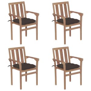 vidaXL Stackable Garden Chairs with Cushions 4 pcs Solid Teak Wood