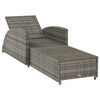 vidaXL Sun Lounger with Dark Grey Cushion Poly Rattan Grey