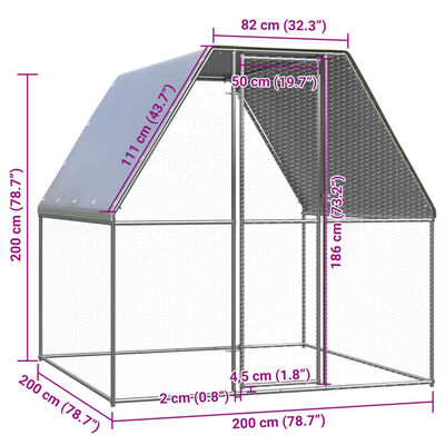 vidaXL Outdoor Chicken Cage 2x2x2 m Galvanised Steel