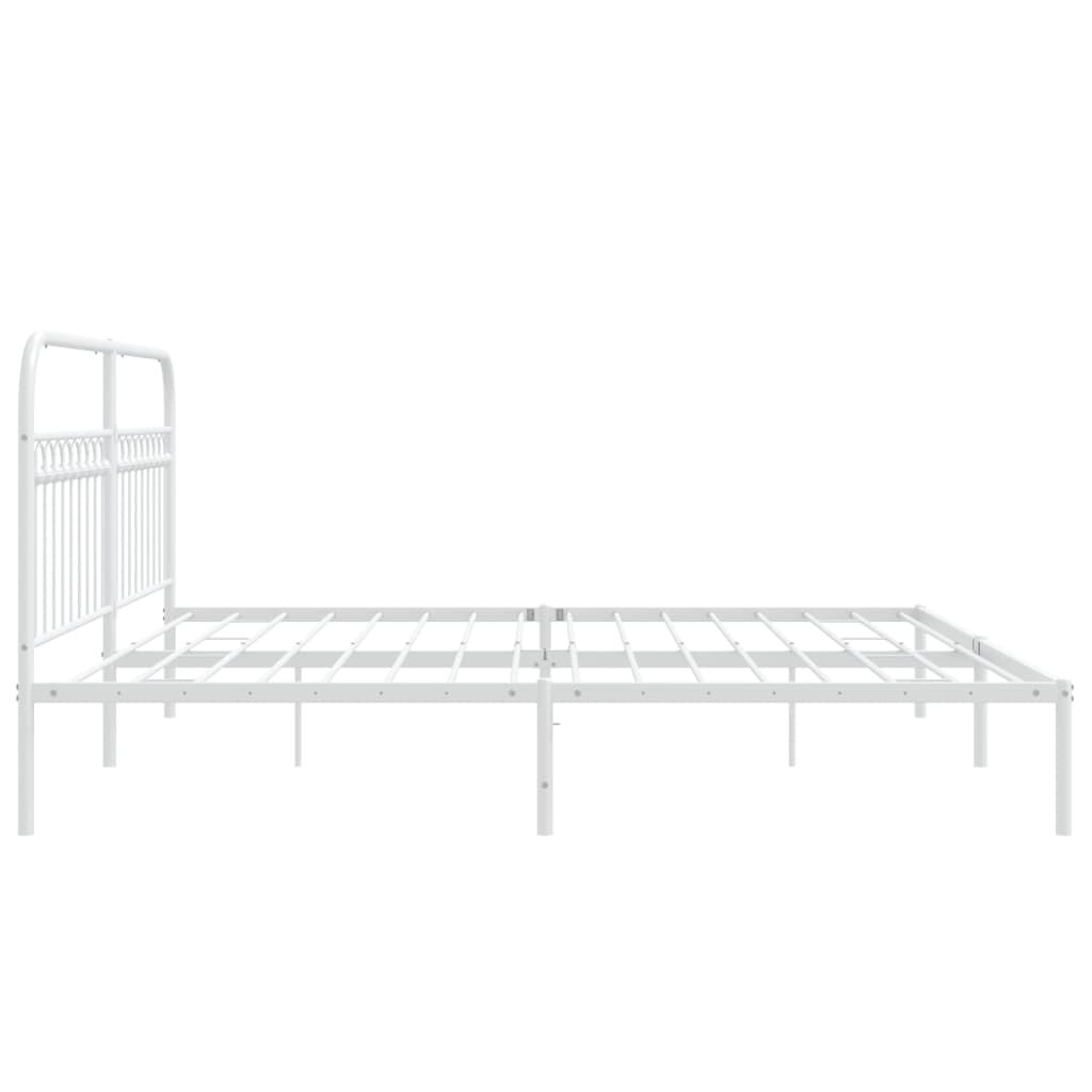 vidaXL Metal Bed Frame without Mattress with Headboard White 193x203cm
