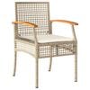 vidaXL 7 Piece Garden Dining Set with Cushions Beige Poly Rattan