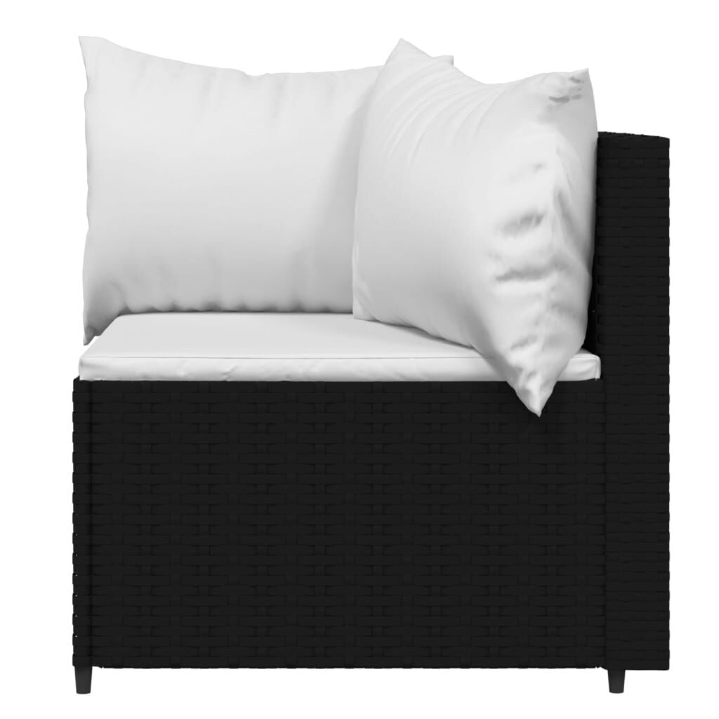 vidaXL 4 Piece Garden Lounge Set with Cushions Black Poly Rattan