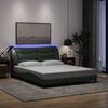 vidaXL Bed Frame with LED without Mattress "Hvar" Dark Grey 152x203 cm Queen Fabric