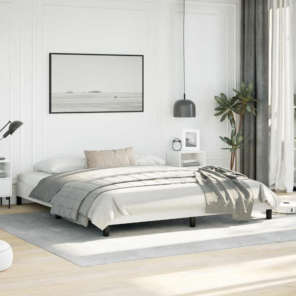 vidaXL Bed Frame without Mattress White California King Faux Leather