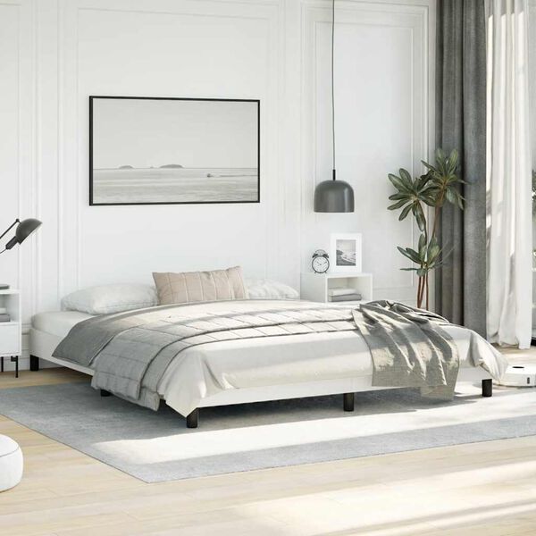 vidaXL Bed Frame without Mattress White California King Faux Leather