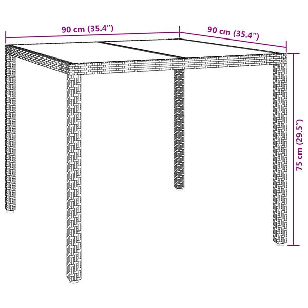 vidaXL Garden Dining Table Black 90x90x75 cm Poly Rattan