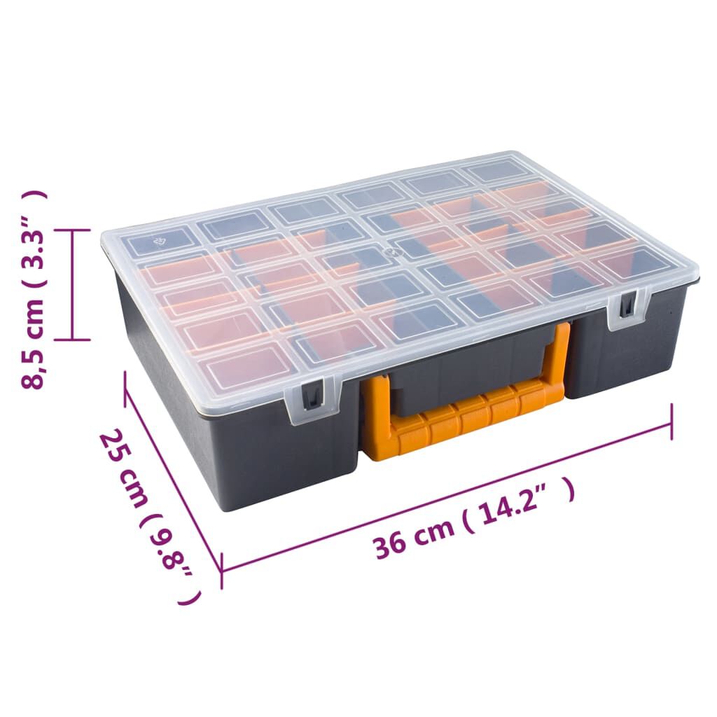 vidaXL Assortment Boxes 2 pcs with Removable Dividers 360x250x85 mm PP