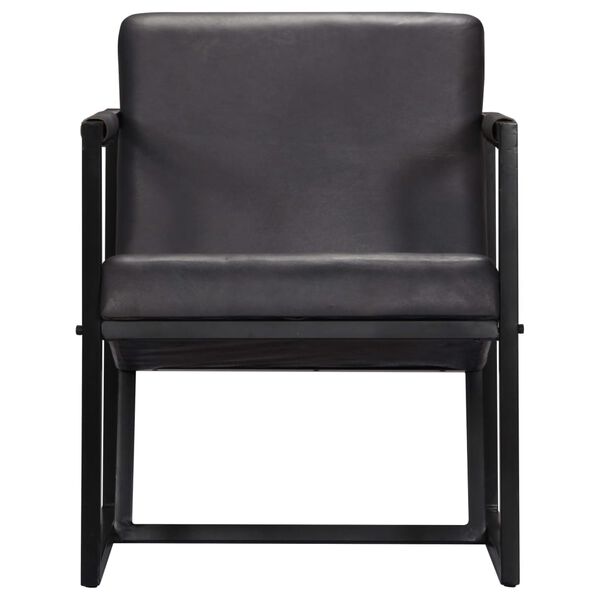 vidaXL Armchair Grey Real Leather