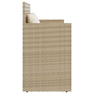 vidaXL Garden Bench with Cushions Beige Poly Rattan