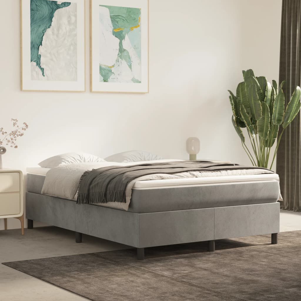 vidaXL Bed Frame without Mattress Light Grey Full Velvet (US Only)