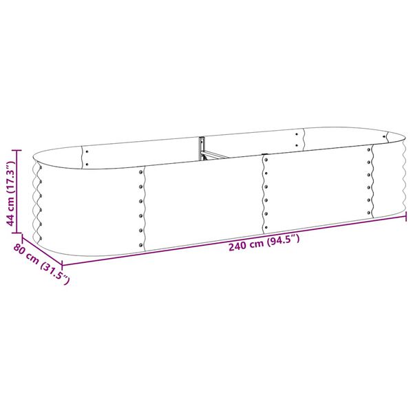 vidaXL Garden Raised Bed 240x80x44 cm Galvanised Steel Silver