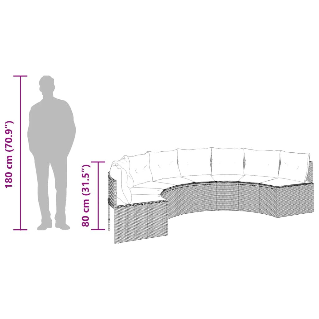 vidaXL 3 Piece Garden Sofa Set Half-Round Grey Poly Rattan