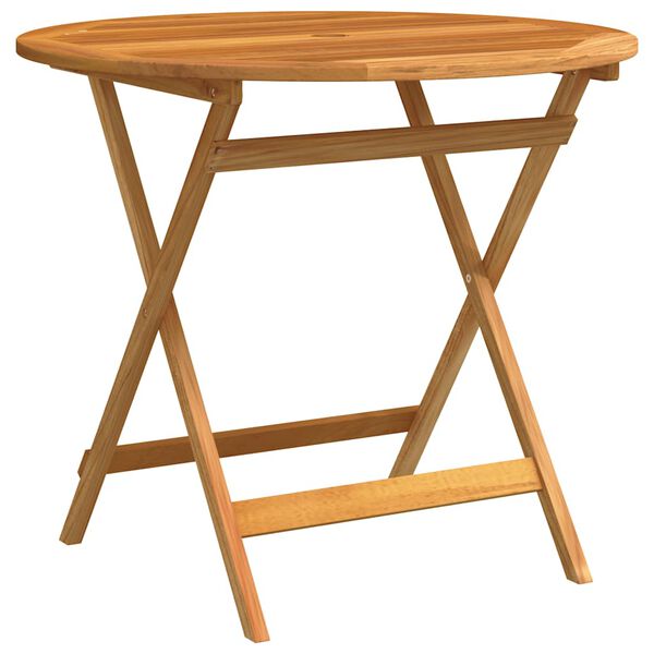 vidaXL Folding Garden Table Ø90x75 cm Solid Eucalyptus Wood