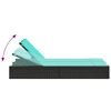 vidaXL Double Sun Lounger with Cushions Black Poly Rattan