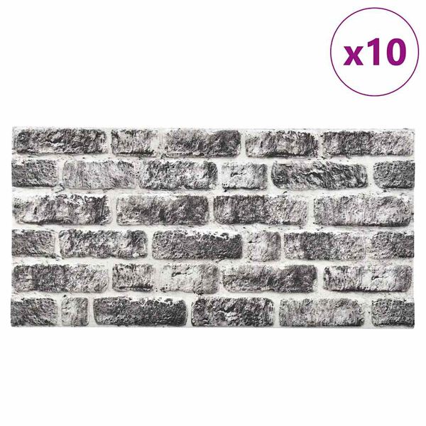 vidaXL 3D Wall Panels with Dark Grey Brick Design 10 pcs EPS