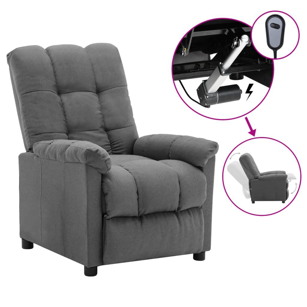 vidaXL Electric Recliner Chair Light Grey Fabric