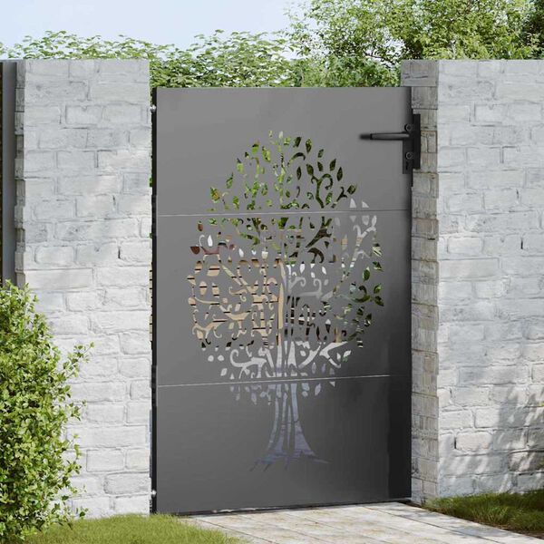 vidaXL Garden Gate 85x125 cm Corten Steel Tree Design