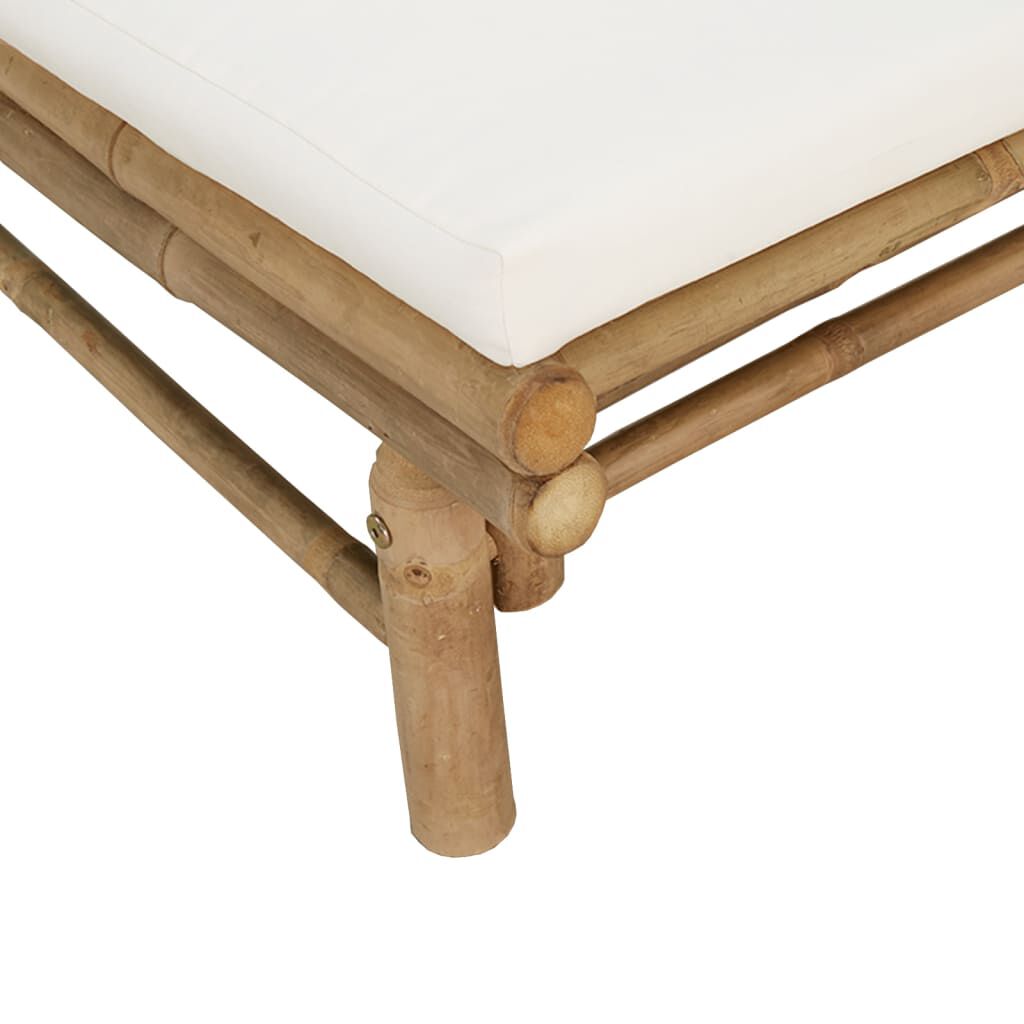 vidaXL 4 Piece Garden Lounge Set with Cream White Cushions Bamboo