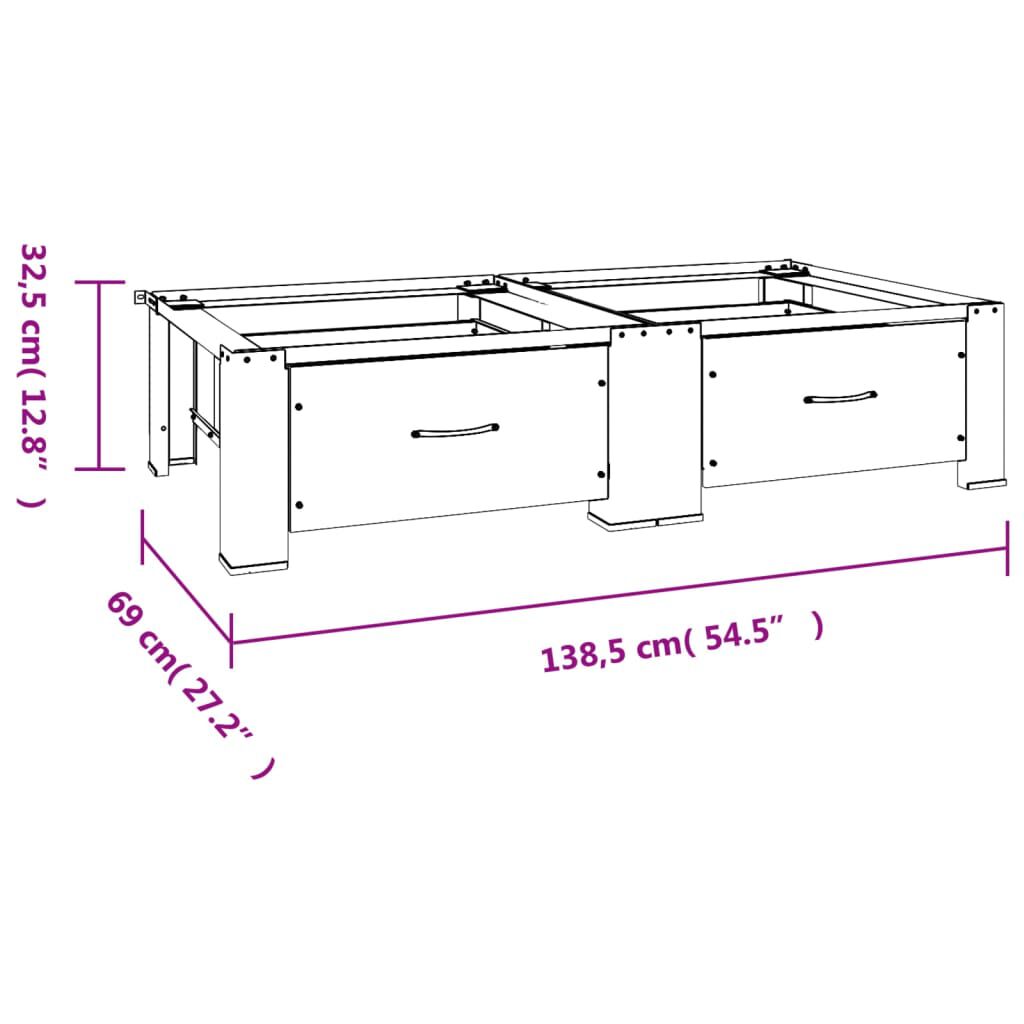 vidaXL Double Washing and Drying Machine Pedestal with Drawers White