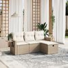 vidaXL 4 Piece Garden Sofa Set with Cushions Beige Poly Rattan