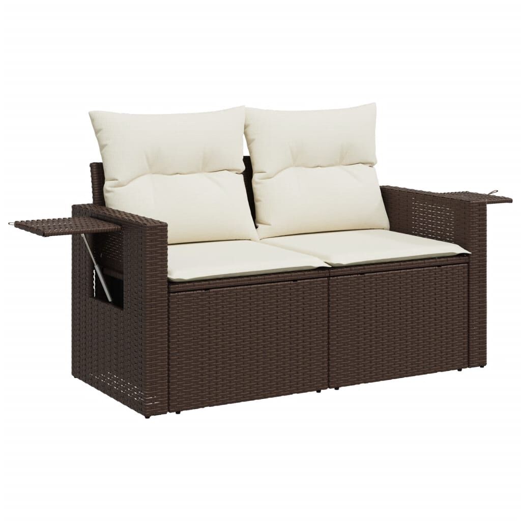 vidaXL 9 Piece Garden Sofa Set with Cushions Brown Poly Rattan