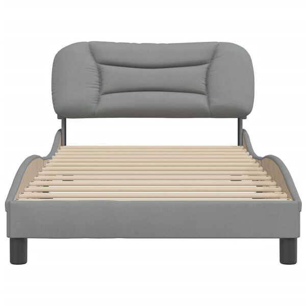 vidaXL Bed Frame without Mattress "Hvar" Light Grey 100x190 cm Fabric