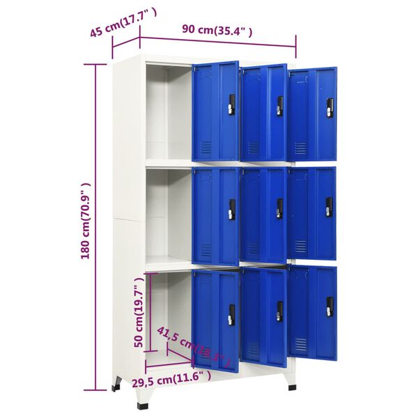 vidaXL Locker Cabinet Grey and Blue 90x45x180 cm Steel