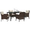 vidaXL Garden Dining Set with Cushion 5 pcs Brown Poly Rattan