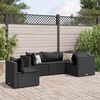 vidaXL 5 Piece Garden Lounge Set with Cushions Black Poly Rattan