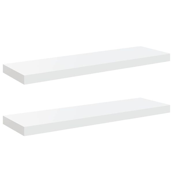 vidaXL Floating Wall Shelves 2 pcs High Gloss White 80x23.5x3.8 cm MDF