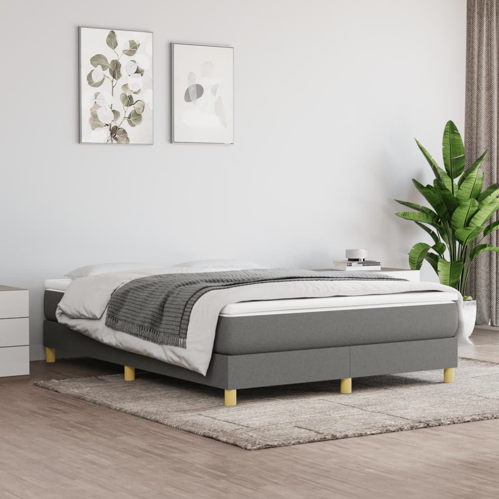 vidaXL Bed Frame without Mattress Dark Grey Queen Fabric