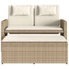 vidaXL Reclining Garden Bench with Cushions Beige Poly Rattan