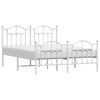 vidaXL Metal Bed Frame without Mattress with Footboard White 135x190cm