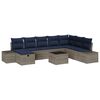 vidaXL Garden Sofa Set with Cushion 9 pcs Grey Poly Rattan